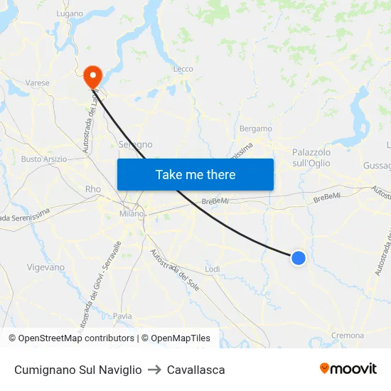 Cumignano Sul Naviglio to Cavallasca map