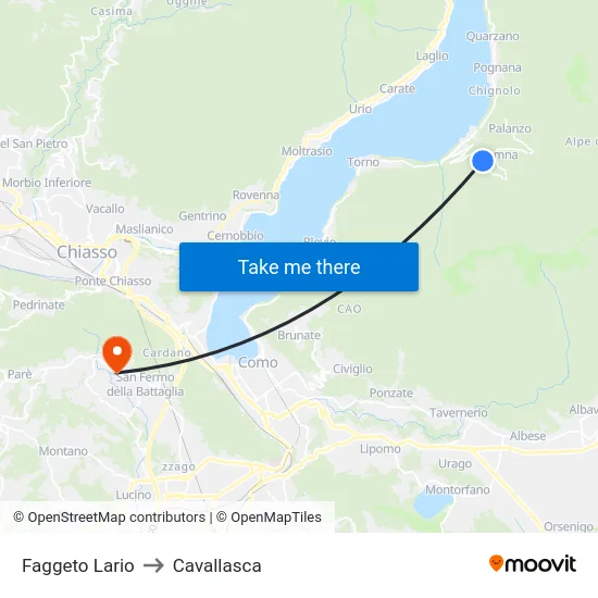 Faggeto Lario to Cavallasca map