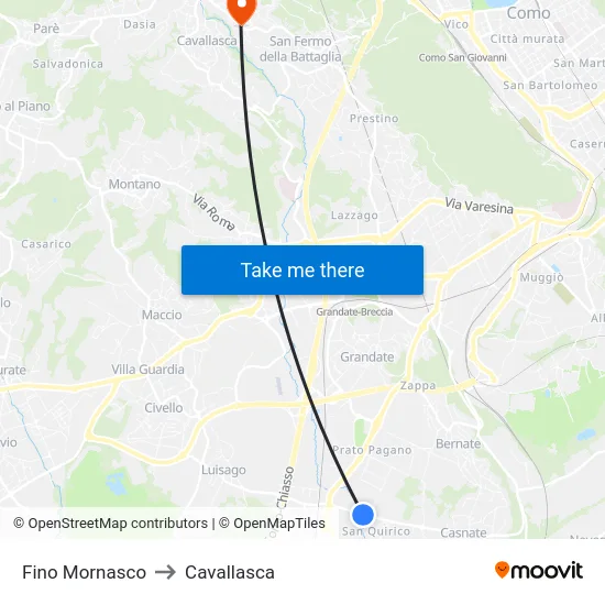 Fino Mornasco to Cavallasca map
