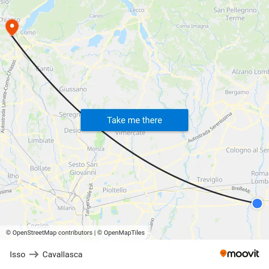 Isso to Cavallasca map