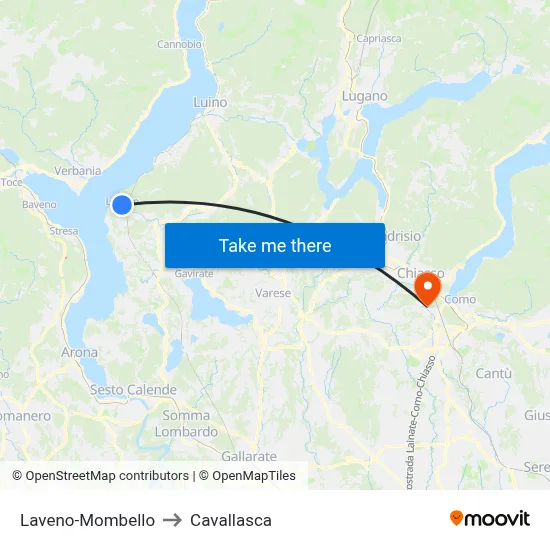 Laveno-Mombello to Cavallasca map