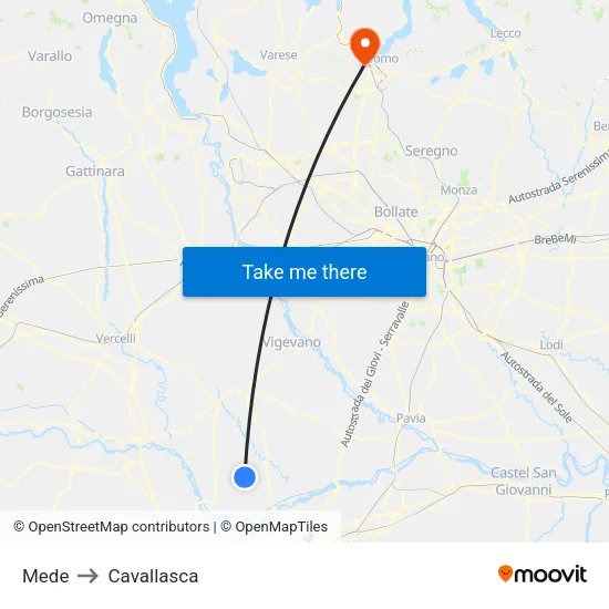 Mede to Cavallasca map