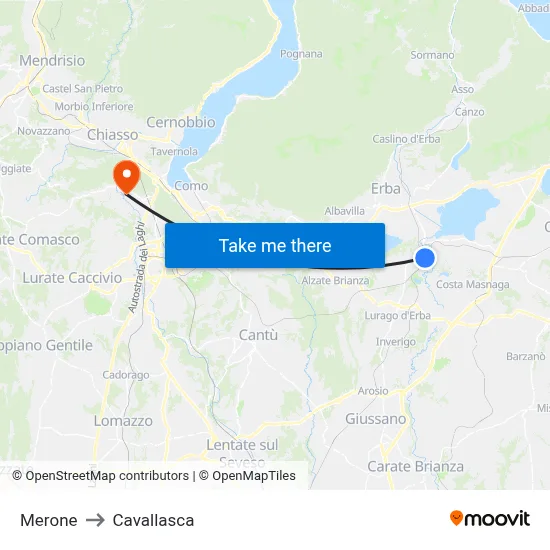 Merone to Cavallasca map