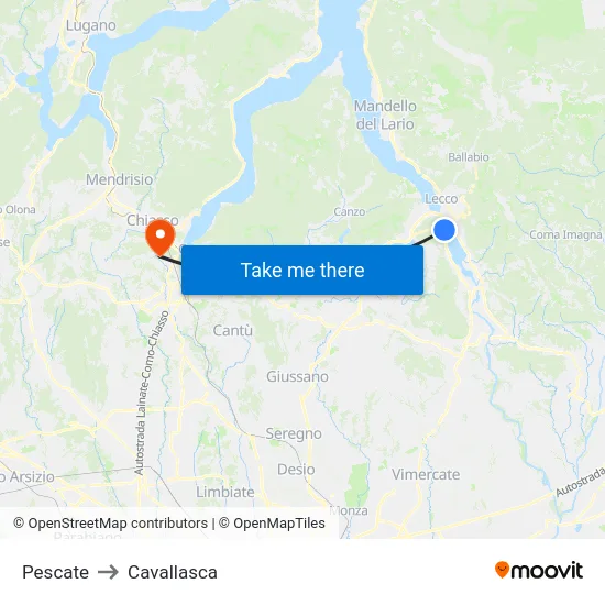 Pescate to Cavallasca map