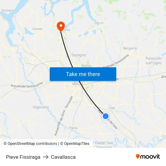 Pieve Fissiraga to Cavallasca map