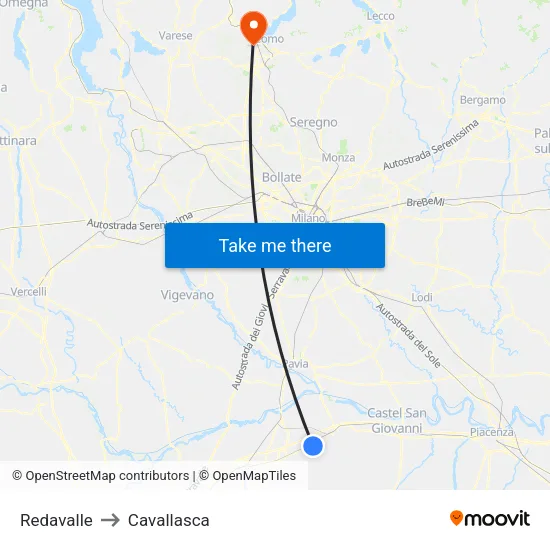 Redavalle to Cavallasca map