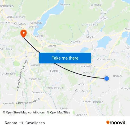 Renate to Cavallasca map