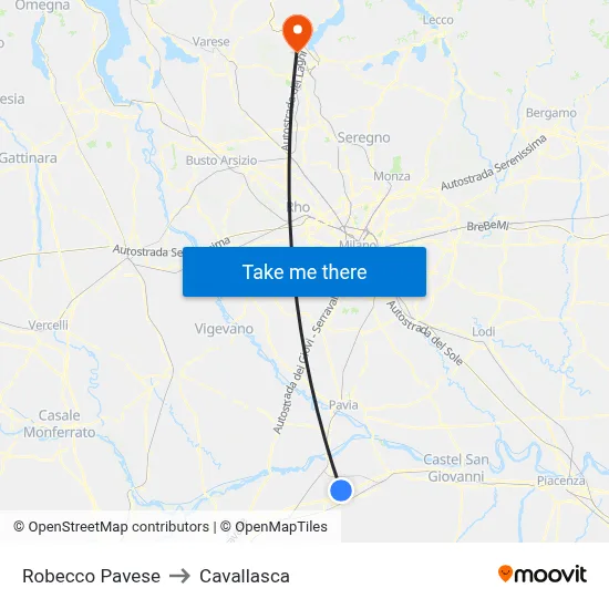 Robecco Pavese to Cavallasca map