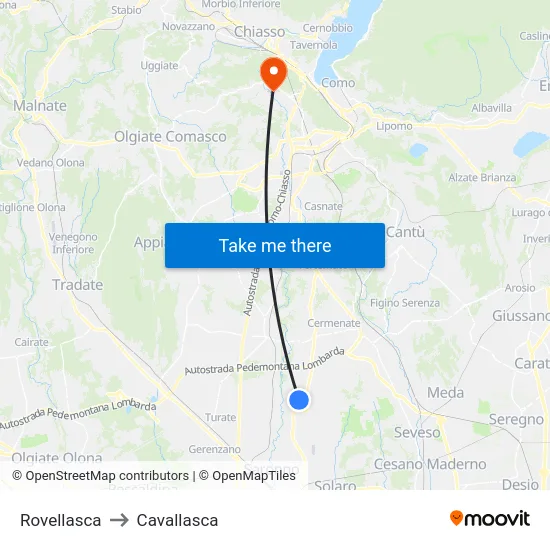 Rovellasca to Cavallasca map