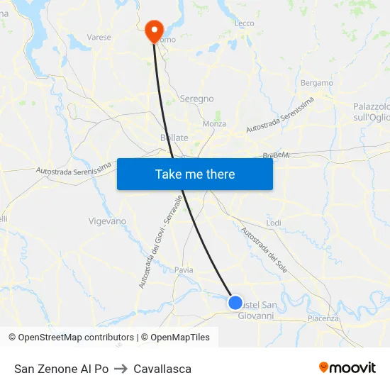 San Zenone al Po to Cavallasca map
