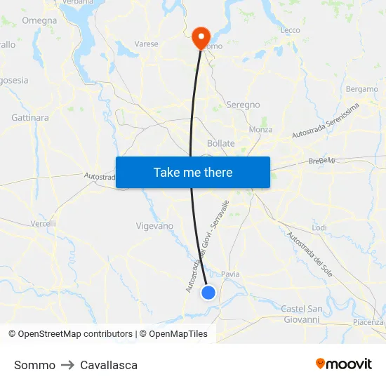 Sommo to Cavallasca map