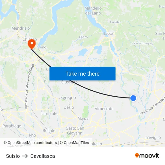 Suisio to Cavallasca map