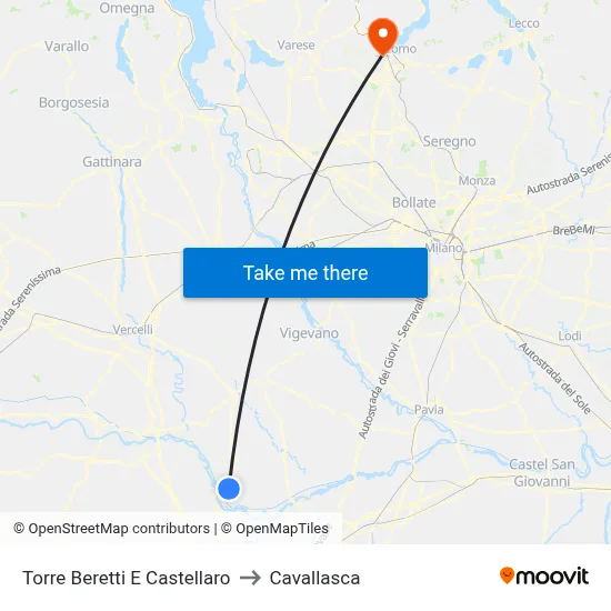 Torre Beretti e Castellaro to Cavallasca map