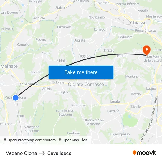 Vedano Olona to Cavallasca map