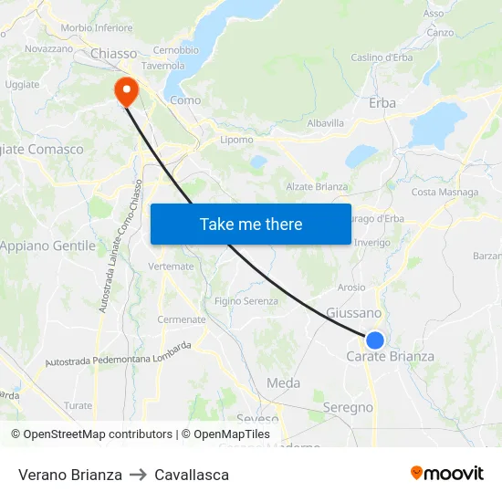 Verano Brianza to Cavallasca map