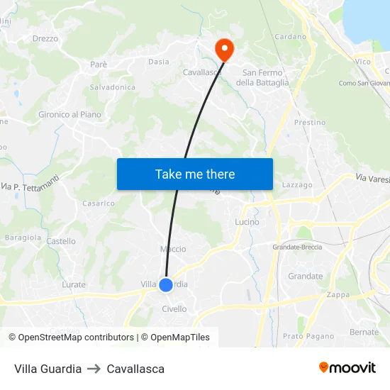 Villa Guardia to Cavallasca map