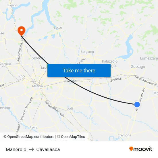 Manerbio to Cavallasca map