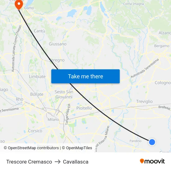 Trescore Cremasco to Cavallasca map
