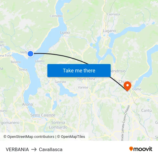 Verbania to Cavallasca map