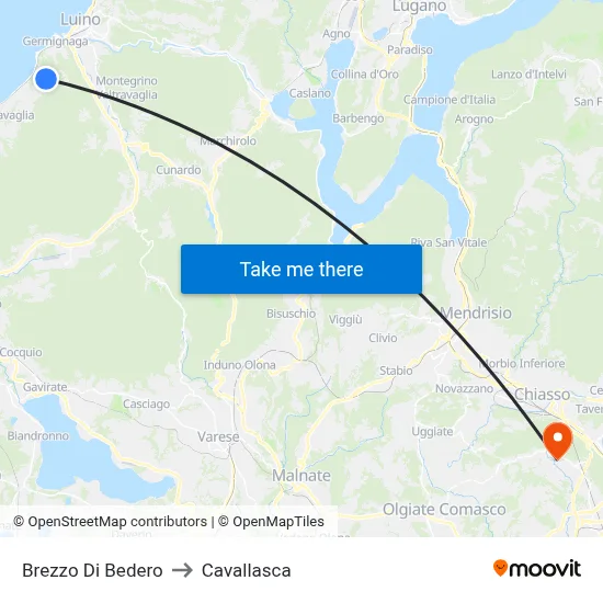 Brezzo Di Bedero to Cavallasca map