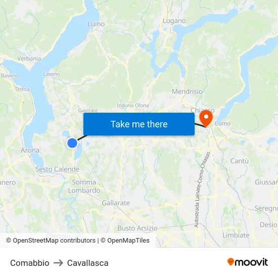 Comabbio to Cavallasca map