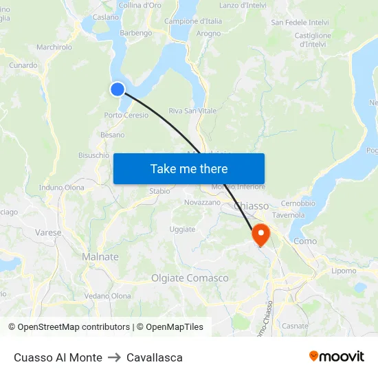 Cuasso Al Monte to Cavallasca map