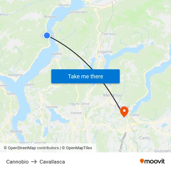 Cannobio to Cavallasca map