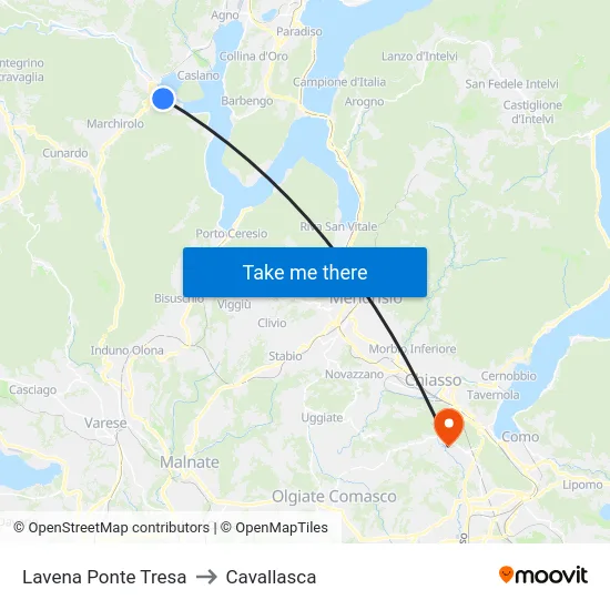 Lavena Ponte Tresa to Cavallasca map