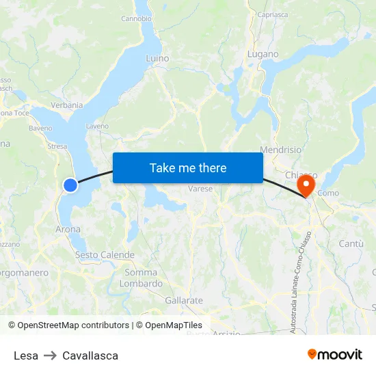 Lesa to Cavallasca map