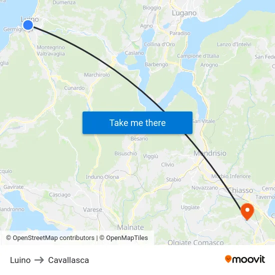 Luino to Cavallasca map
