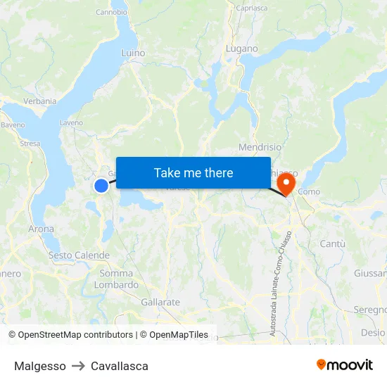 Malgesso to Cavallasca map