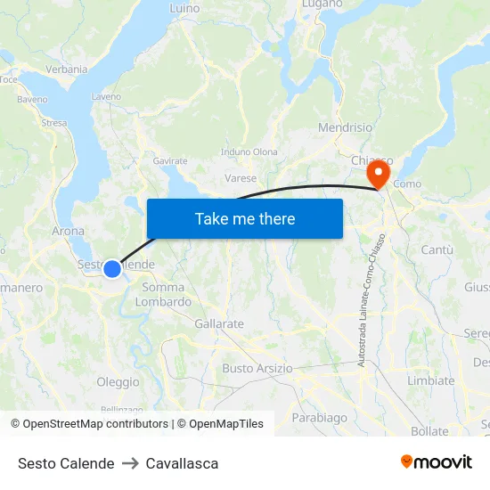 Sesto Calende to Cavallasca map