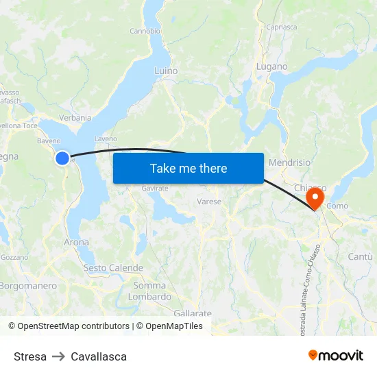 Stresa to Cavallasca map