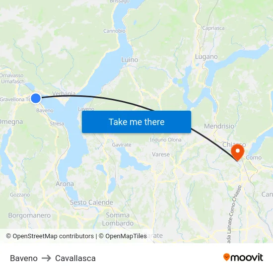 Baveno to Cavallasca map