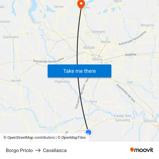 Borgo Priolo to Cavallasca map