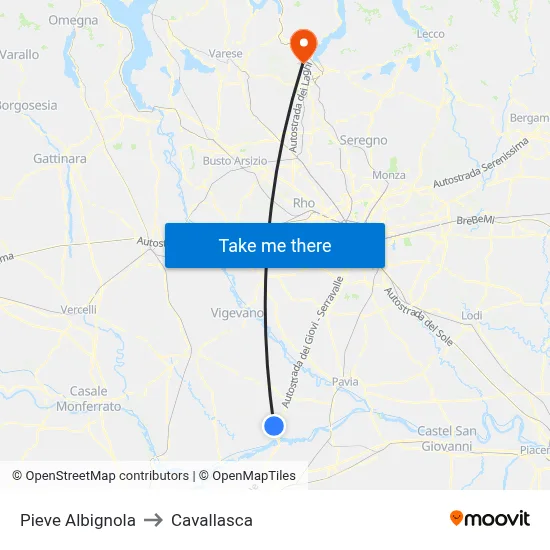 Pieve Albignola to Cavallasca map