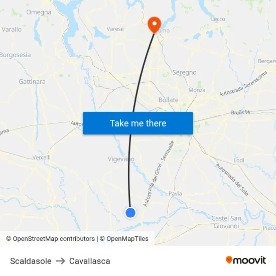 Scaldasole to Cavallasca map