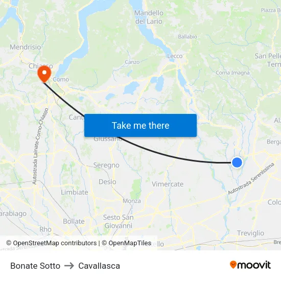 Bonate Sotto to Cavallasca map