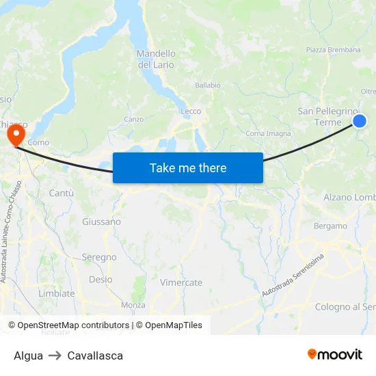 Algua to Cavallasca map