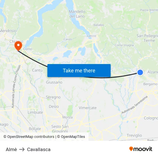 Almè to Cavallasca map
