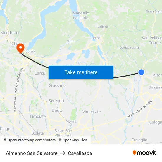 Almenno San Salvatore to Cavallasca map