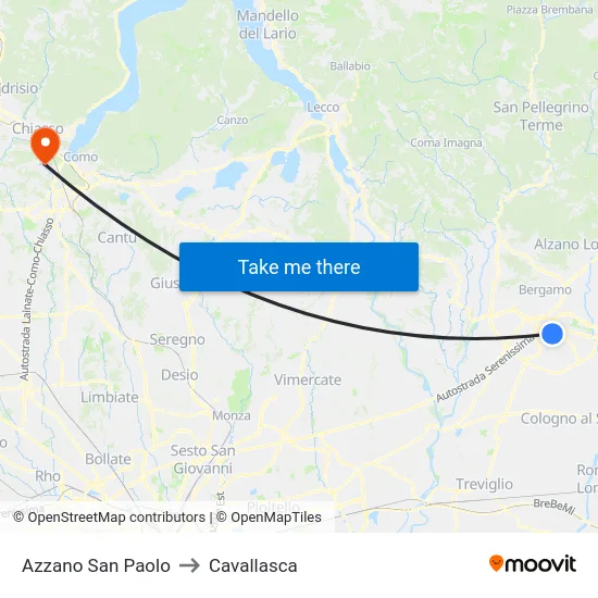Azzano San Paolo to Cavallasca map