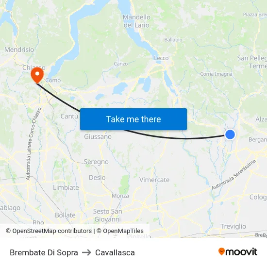 Brembate Di Sopra to Cavallasca map