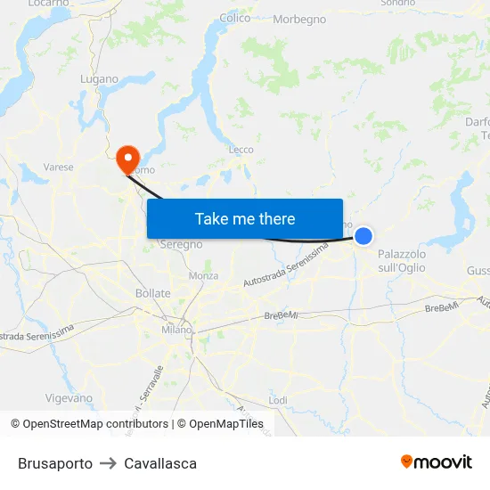 Brusaporto to Cavallasca map