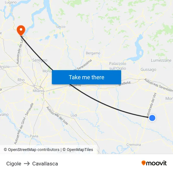 Cigole to Cavallasca map