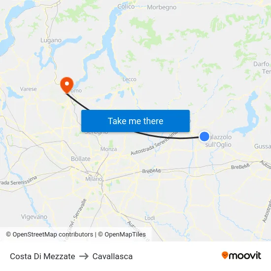 Costa di Mezzate to Cavallasca map