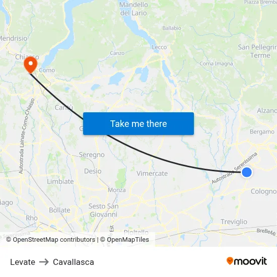 Levate to Cavallasca map