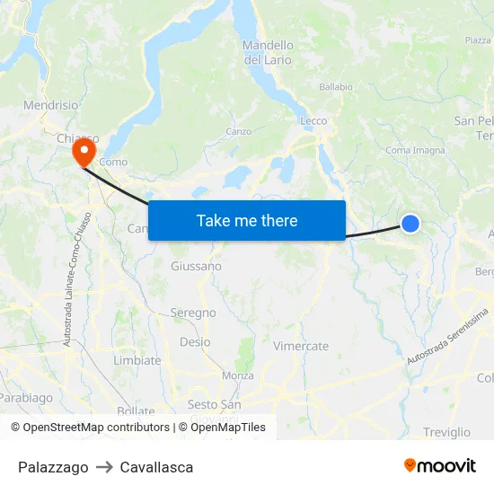 Palazzago to Cavallasca map
