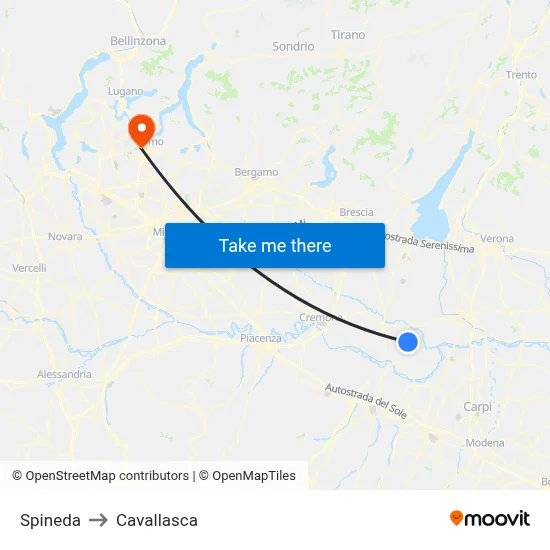 Spineda to Cavallasca map