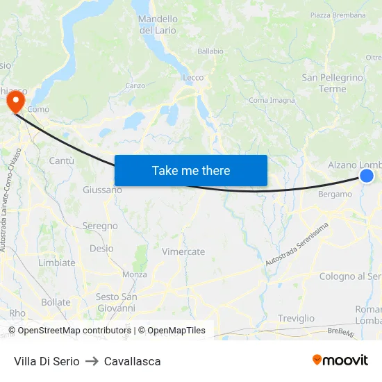 Villa di Serio to Cavallasca map